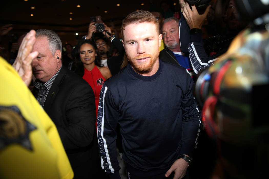 Saul "Canelo" Alvarez makes his grand arrival at MGM Grand hotel-casino in Las Vegas, ...