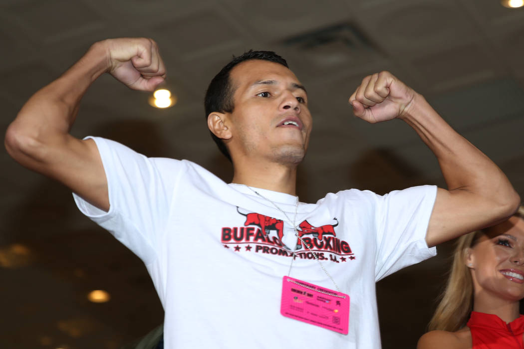 Freddy Fonseca makes his grand arrival at MGM Grand hotel-casino in Las Vegas, Tuesday, April 3 ...