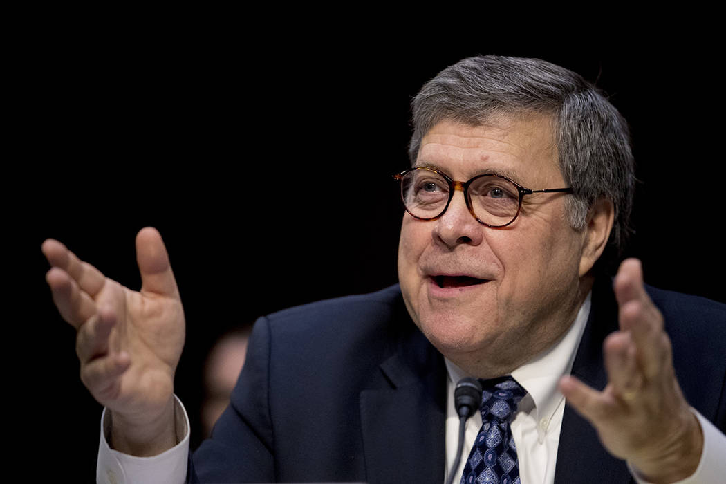 FILE - In this Jan. 15, 2019, file photo, Attorney General nominee William Barr testifies durin ...