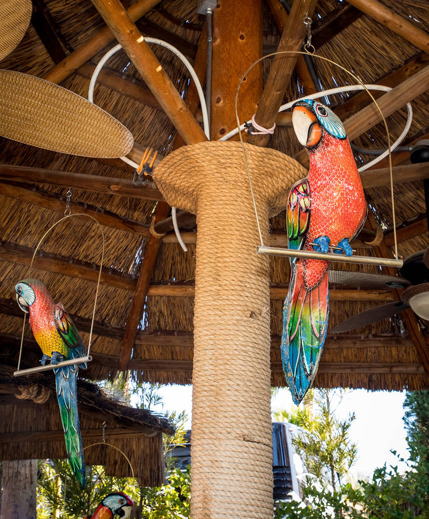 This outdoor bar feature large bird decorations. (Tonya Harvey Real Estate Millions)