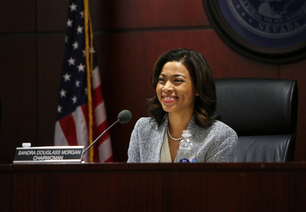 Sandra Morgan, new chairwoman of the state Gaming Control Board, speaks during a board meeting ...