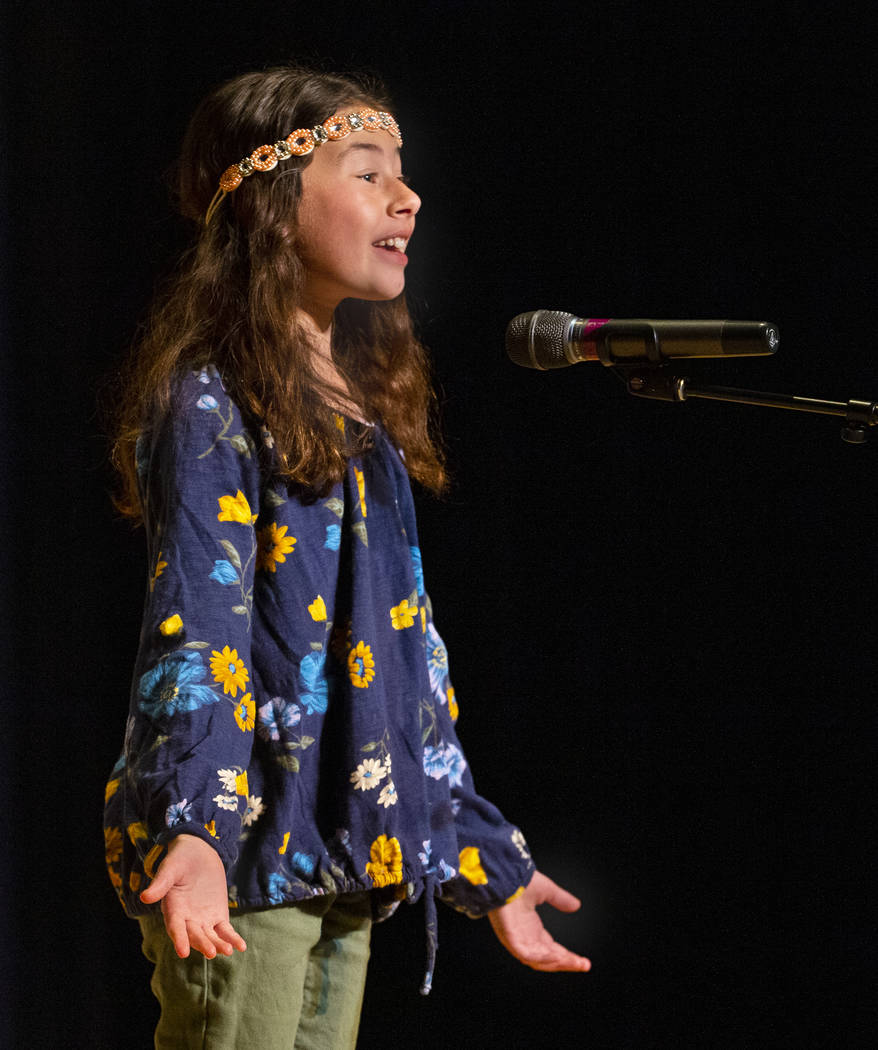 Goolsby Elementary School student Rachel Feigenson performs "Knuffle Bunny" during t ...