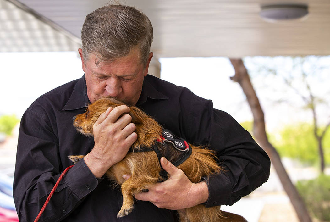 Ron Cochran, with dog Cookie, is seen Monday, April 22, 2019, in Las Vegas. (L.E. Baskow/Las Ve ...