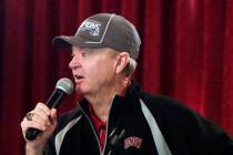 UNLV men's golf coach Dwaine Knight speaks at Las Vegas Country Club on Thursday, May 5, 2016, ...