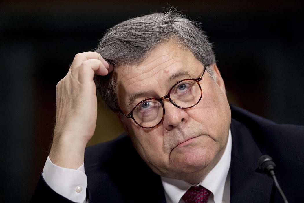 Attorney General William Barr appears at a Senate Judiciary Committee hearing on Capitol Hill i ...