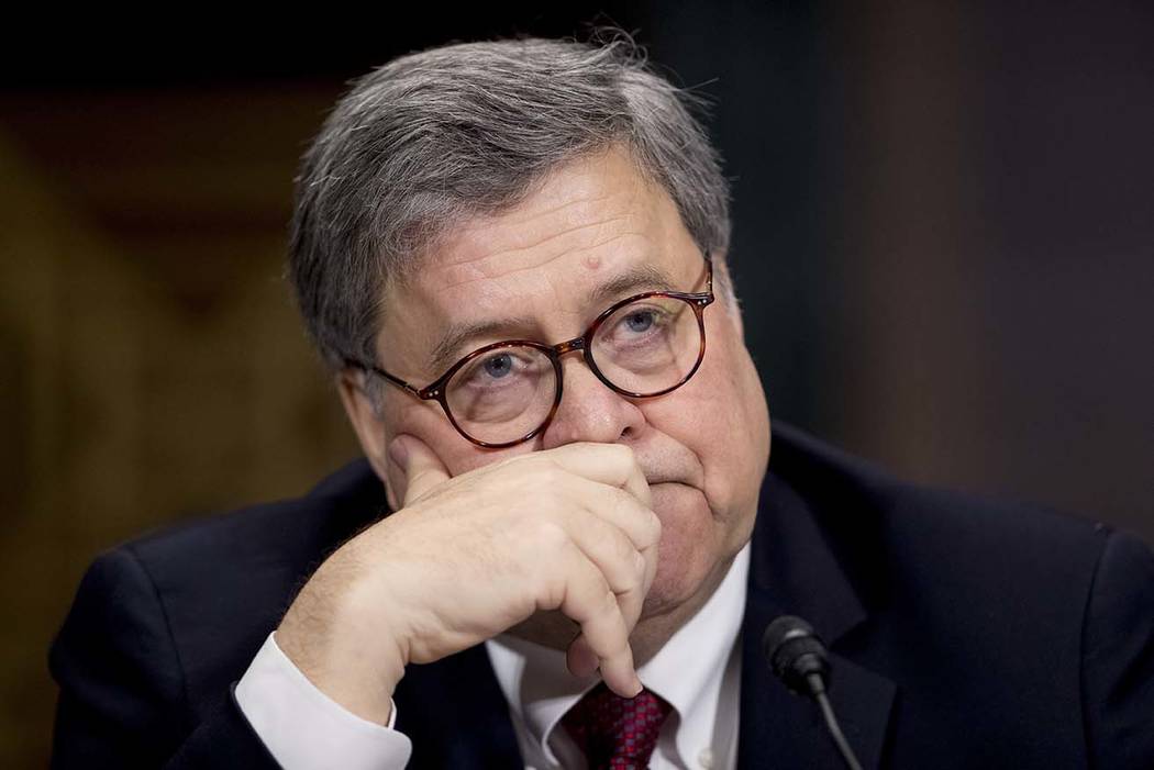 Attorney General William Barr appears at a Senate Judiciary Committee hearing on Capitol Hill i ...