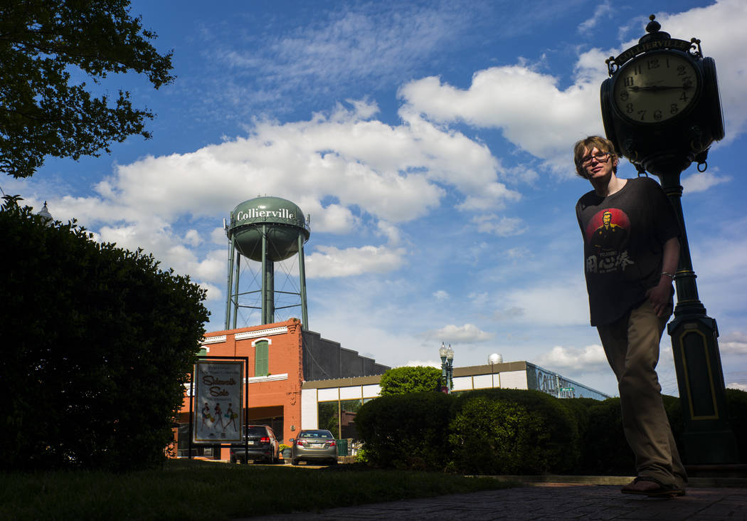 Grayson McClure walks around Town Square in Collierville, Tenn., on Wednesday, April 24, 2019. ...