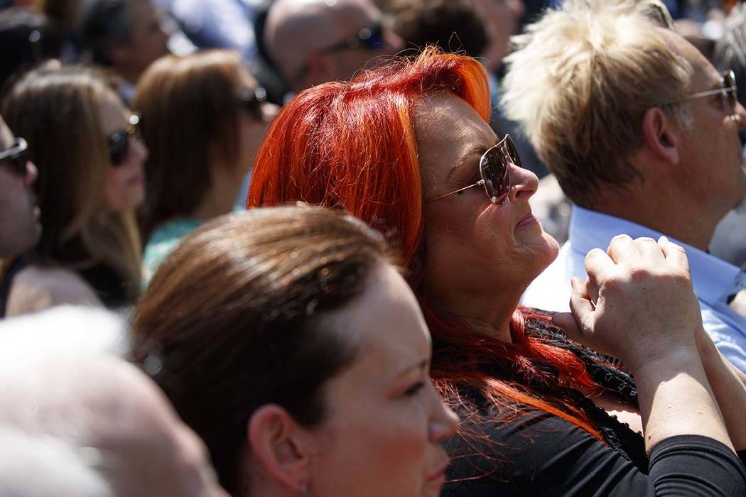 Musician Wynonna Judd listens as President Donald Trump speaks during a National Day of Prayer ...