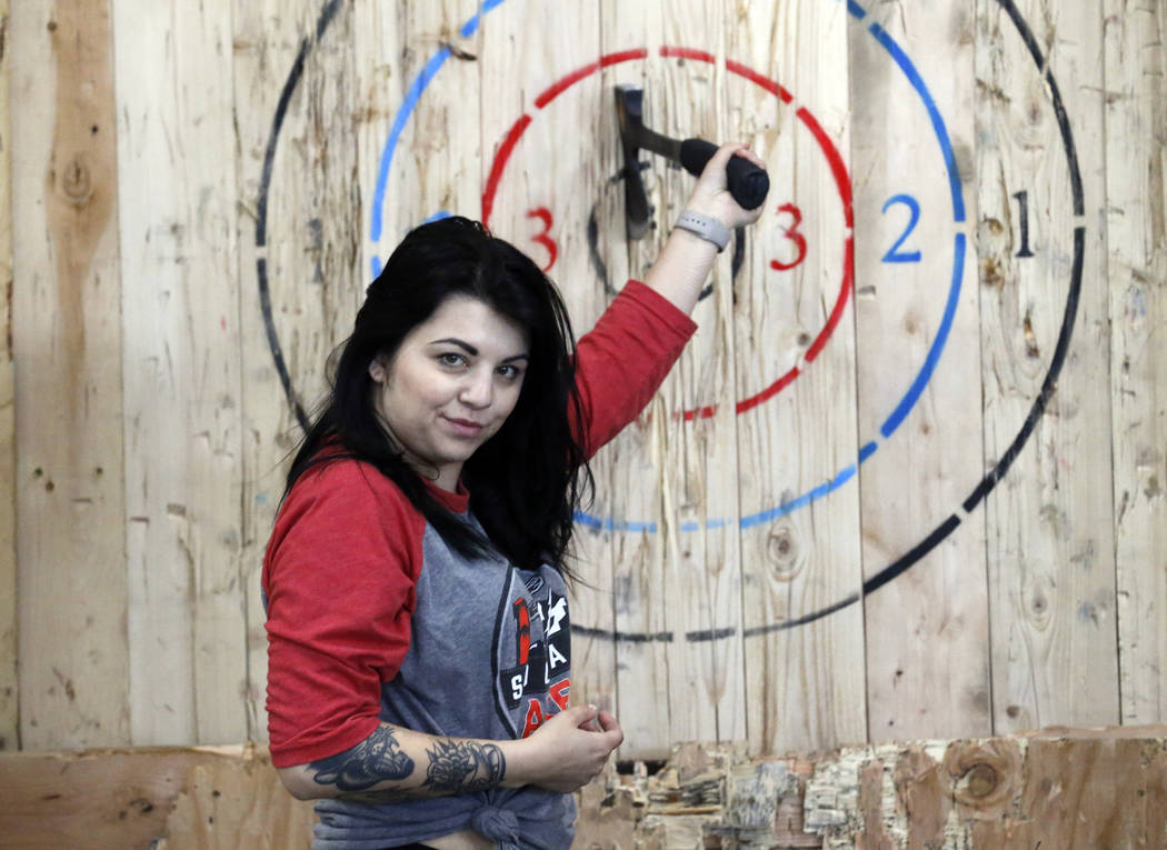 General manager Devan Watanabe poses for a photo at Social Axe Throwing Wednesday, May 1, 2019, ...