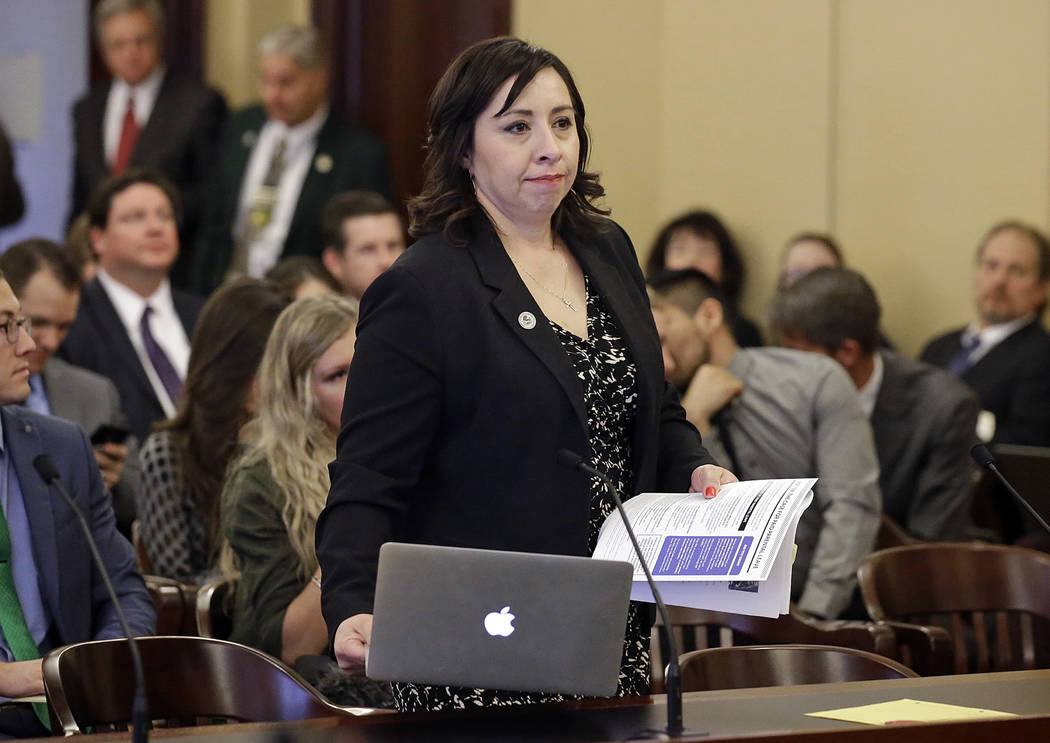 FILE - In this Feb. 18, 2016 file photo, Salt Lake City Democrat Rep. Angela Romero prepares to ...