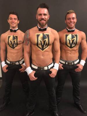 Members of "Chippendales" at the Rio, from left, Tyler Froelich, Ryan Kelsey, Ryan Worley are s ...