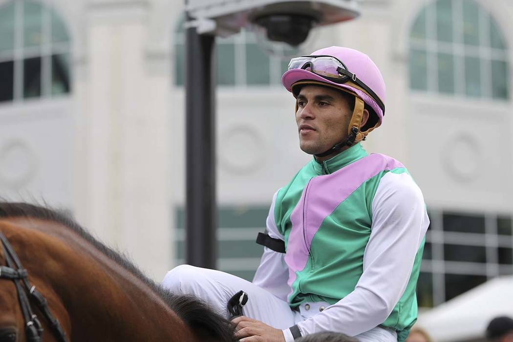 Jockey Joel Rosario is seen at Churchill Downs Thursday, May 2, 2019, in Louisville, Ky. Rosari ...