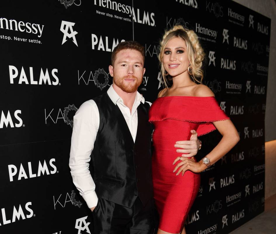 Canelo lvarez and Fernanda Gomez arrive at Canelo lvarez's after-party at KAOS Nightclub at the ...