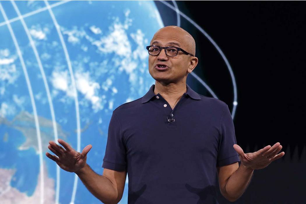 Microsoft CEO Satya Nadella delivers the keynote address at Build, the company's annual confere ...