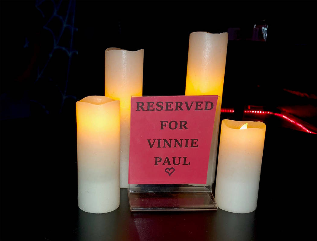 Vinnie Paul had his own table at Count's Vamp'd, where he was remembered upon his passing in Ju ...