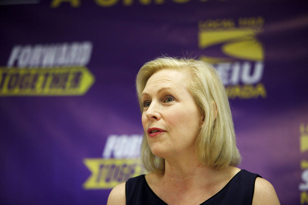 Democratic presidential candidate Sen. Kirsten Gillibrand speaks to community members and leade ...