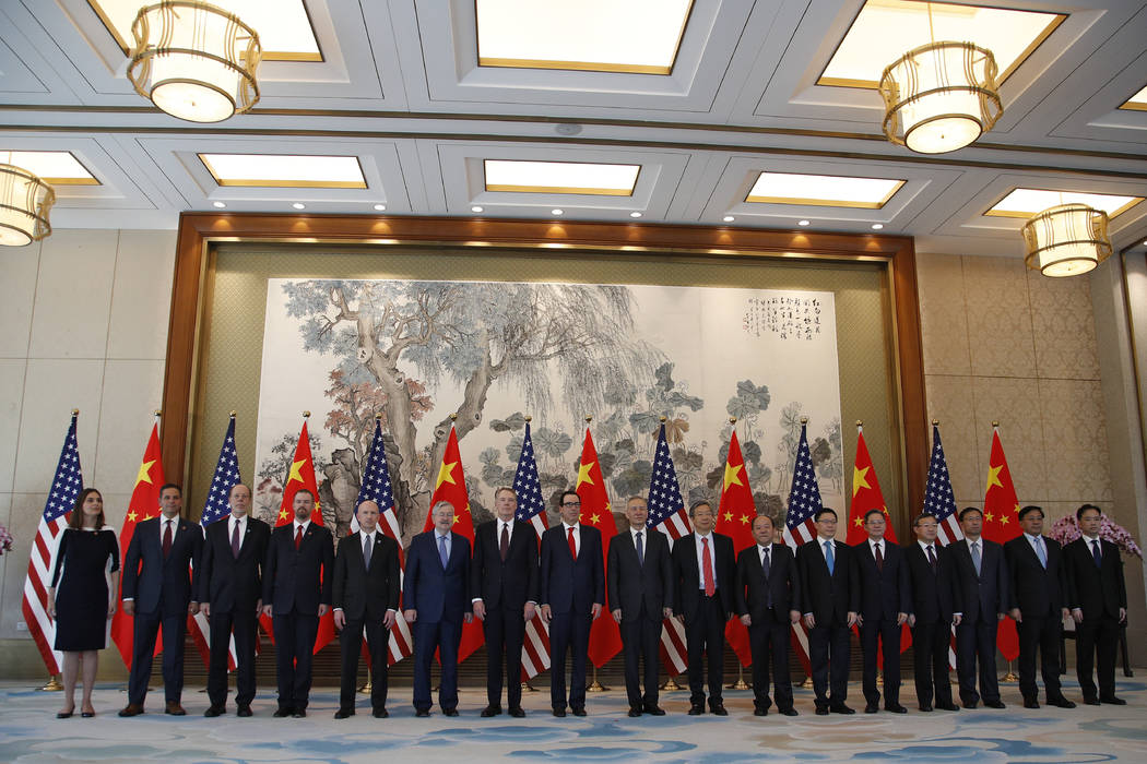 Members of U.S. and China delegation led by Chinese Vice Premier Liu He, U.S. Treasury Secretar ...