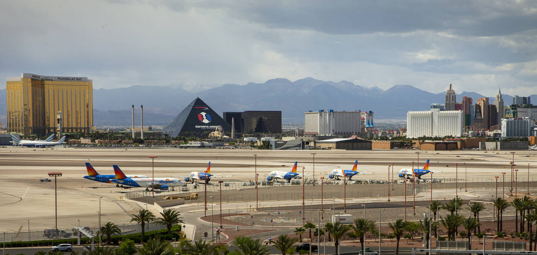 Las Vegas-based Allegiant Air planes sitting on the tarmac at McCarran International Airport. A ...