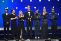 FILE - In this Jan. 13, 2019, file photo, Kunal Nayyar, from left, Mayim Bialik, Melissa Rauch, ...