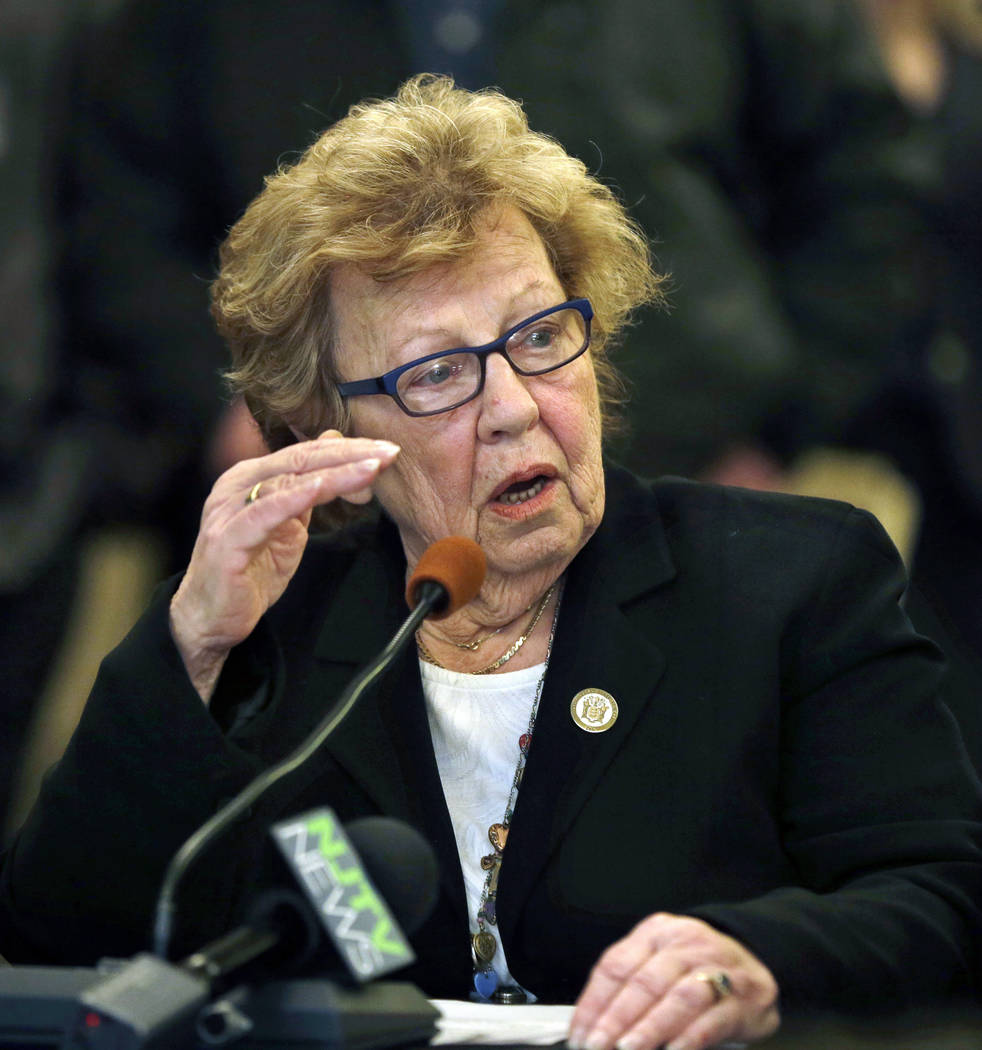 FILE - In this Jan. 14, 2016 file photo, State Sen. Loretta Weinberg, D-Teaneck, addresses a Se ...