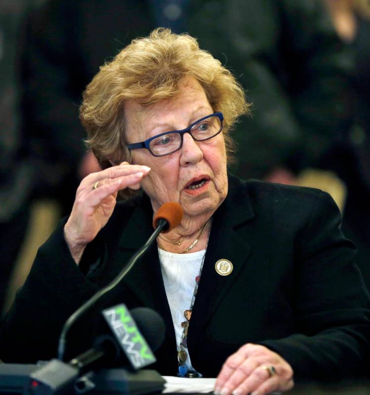 FILE - In this Jan. 14, 2016 file photo, State Sen. Loretta Weinberg, D-Teaneck, addresses a Se ...