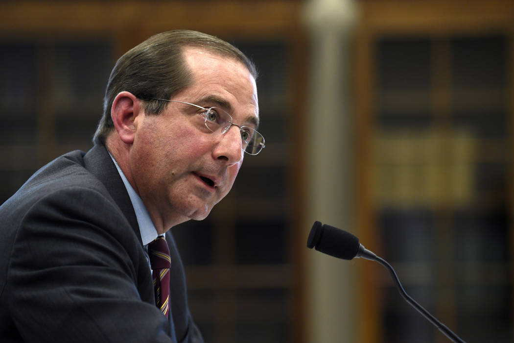 Health and Human Services Secretary Alex Azar testifies March 13, 2019, before a House Appropri ...