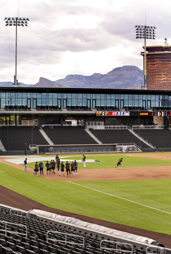 The Aviators new field tarp at Las Vegas Ballpark is the first one in franchise history and see ...
