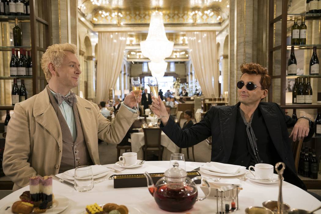 Michael Sheen and David Tennant star in "Good Omens." (Chris Raphael/Amazon)