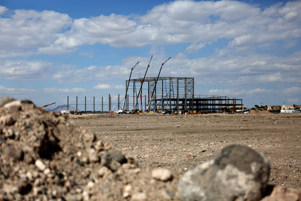 The Las Vegas Raiders 323,000 square-foot headquarters and practice facility under construction ...