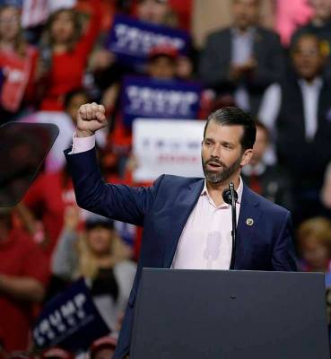 Donald Trump Jr. speaks ahead of his father President Donald Trump at a Make America Great Agai ...
