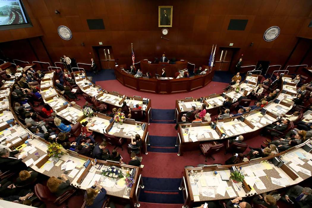 Speaker Jason Frierson, D-Las Vegas, presides over the Assembly the Legislative Building in Car ...