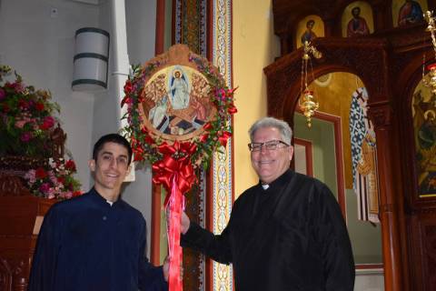 Left, Father Seraphim Ramos and Father John Hondros at the St. John the Baptist Greek Orthodox ...