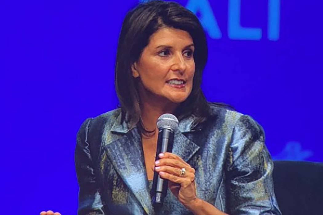 Former U.N. Ambassador Nikki Haley in Las Vegas at the 2019 SALT Conference on Thursday, May 9, ...