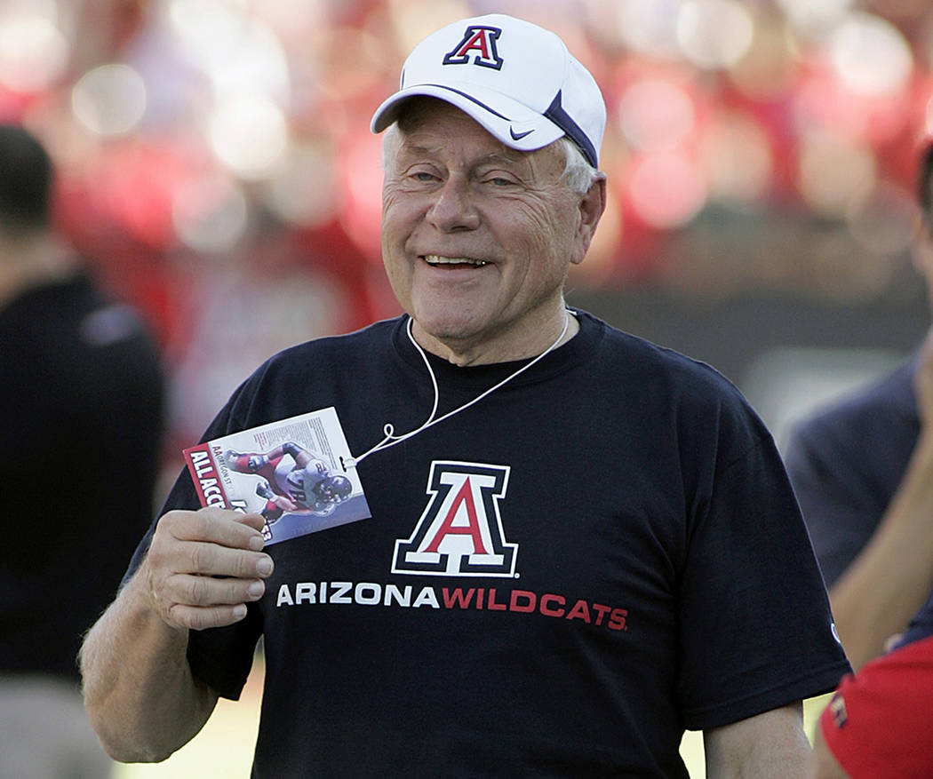 FILE - In this Oct. 9, 2010, file photo, former Arizona football head coach Dick Tomey, is seen ...