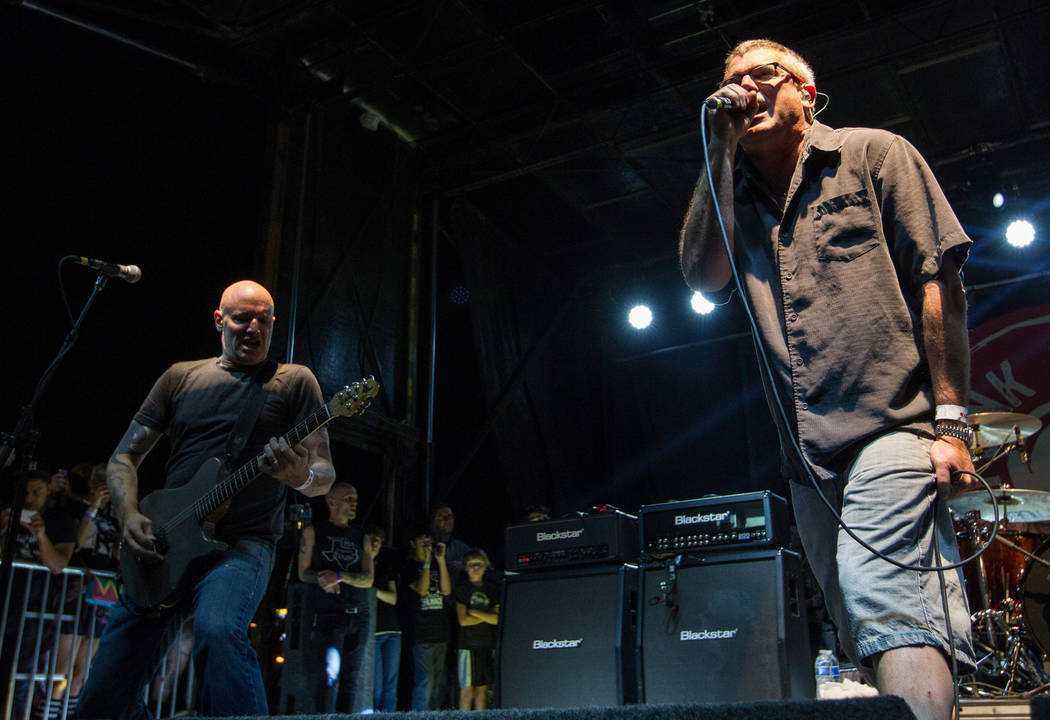Milo Aukerman, right, and Stephen Egerton of the Descendents perform at the Punk Rock Bowling m ...