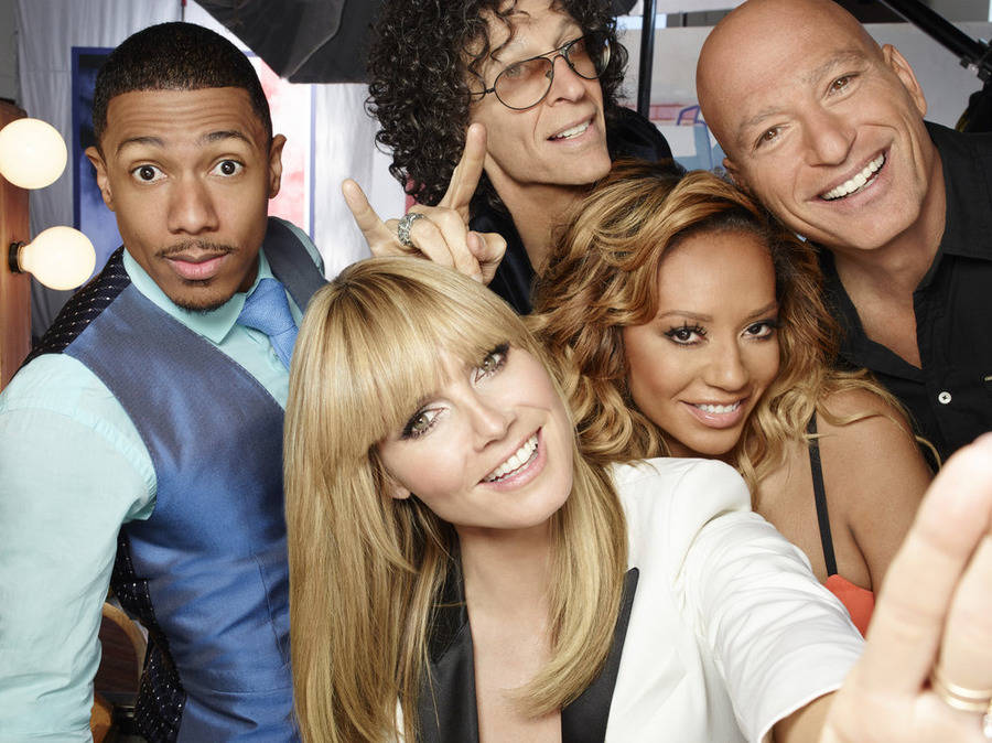 From left, Nick Canon, Heidi Klum, Howard Stern, Mel B and Howie Mandel star in "America's Got ...