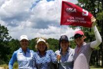 Local amateur Ronda Henderson (for right) is playing in this week's U.S. Senior Women's Open an ...