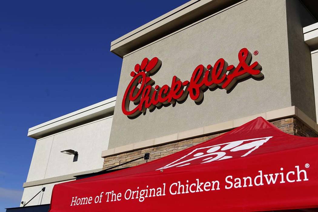 A Chick-fil-A sign at the grand opening of the restaurant on Thursday, Jan. 26, 2017, in Hender ...