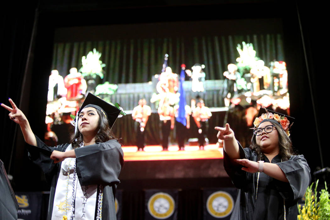 Students of the first graduating class for the new Deaf Studies program, left Adahli Orduna-Gar ...