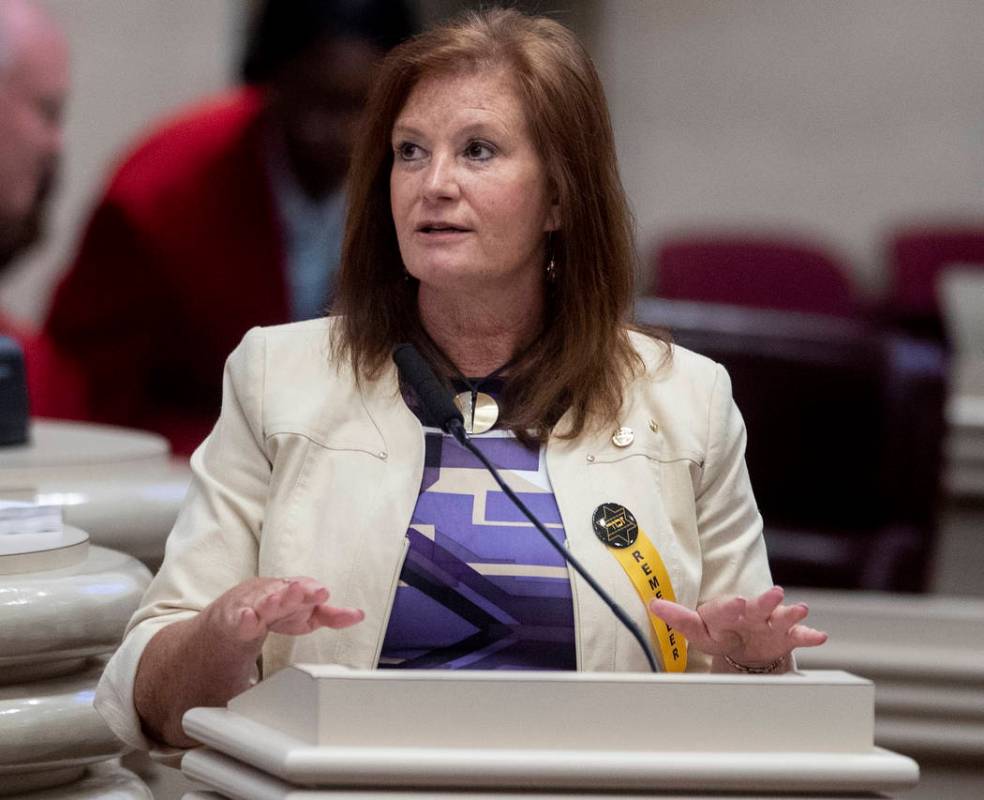 In this Tuesday, April 30, 2019 file photo, Rep. Terri Collins answers questions during debate ...