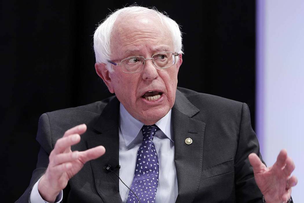 Democratic presidential candidate Sen. Bernie Sanders, I-Vt., answers questions during a presid ...