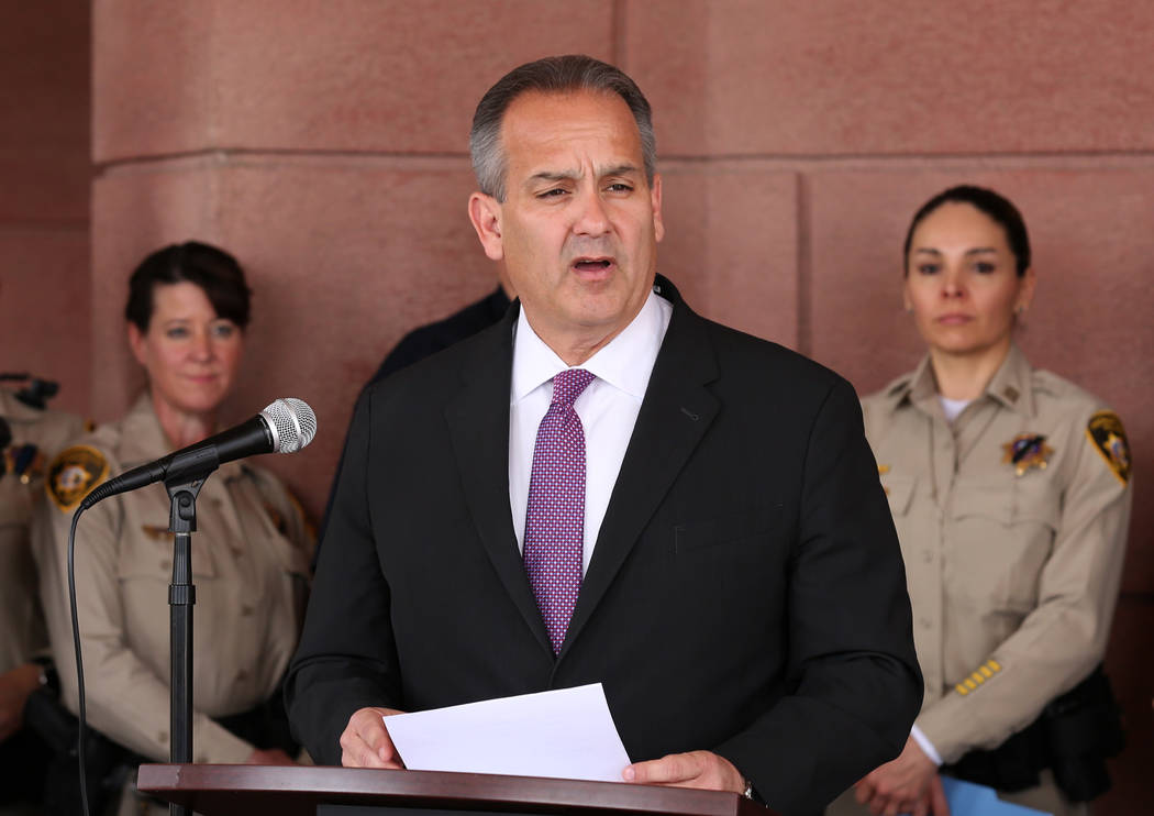 Clark County School Superintendent Dr. Jesus F. Jara, speaks during a press conference outside ...