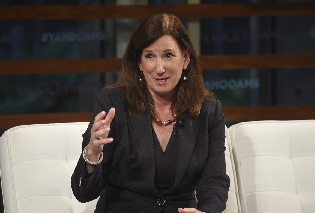 FILE - In this Sept. 20, 2018 file photo, Deloitte CEO Cathy Engelbert participates in the Yaho ...