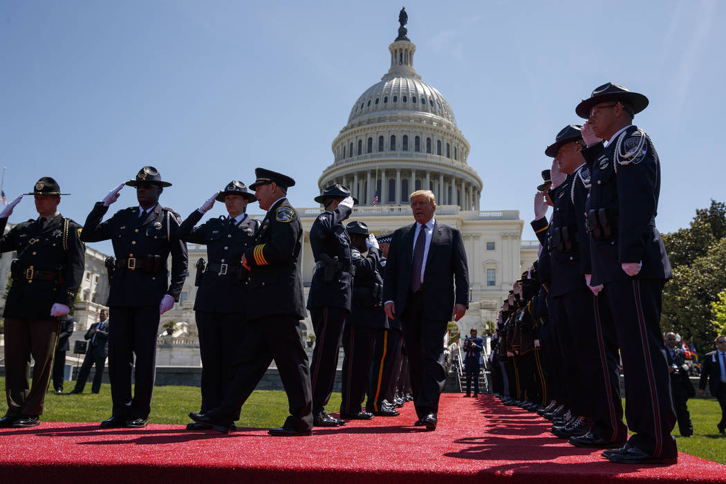 President Donald Trump arrives to deliver remarks to the 38th Annual National Peace Officers' M ...