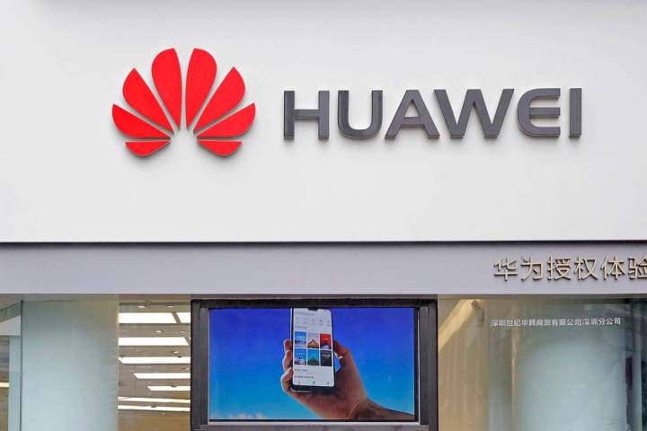 A logo of Huawei is displayed March 7, 2019, at a shop in Shenzhen, China's Guangdong province. ...
