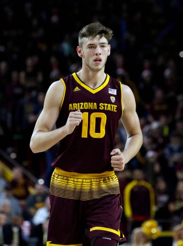 Arizona State forward Vitaliy Shibel (10) in the first half during an NCAA college basketball g ...