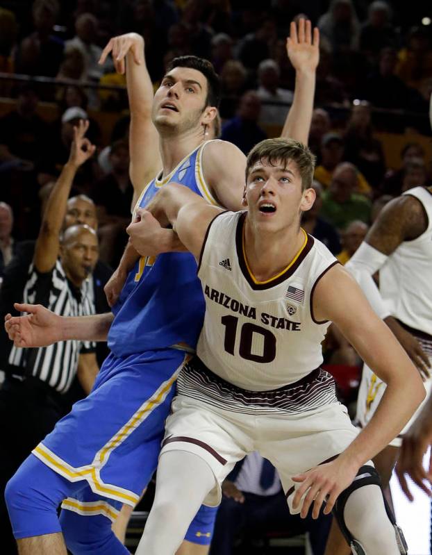 Arizona State forward Vitaliy Shibel (10) in the first half during an NCAA college basketball g ...