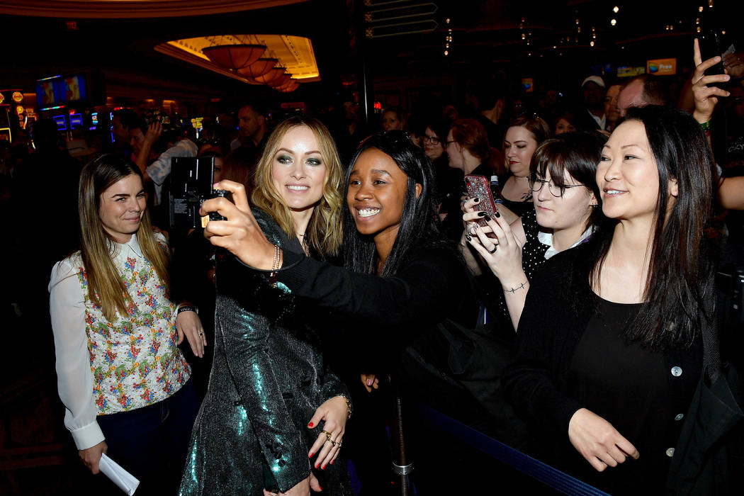 Olivia Wilde poses with fans at The CinemaCon Big Screen Achievement Awards at OMNIA Nightclub ...