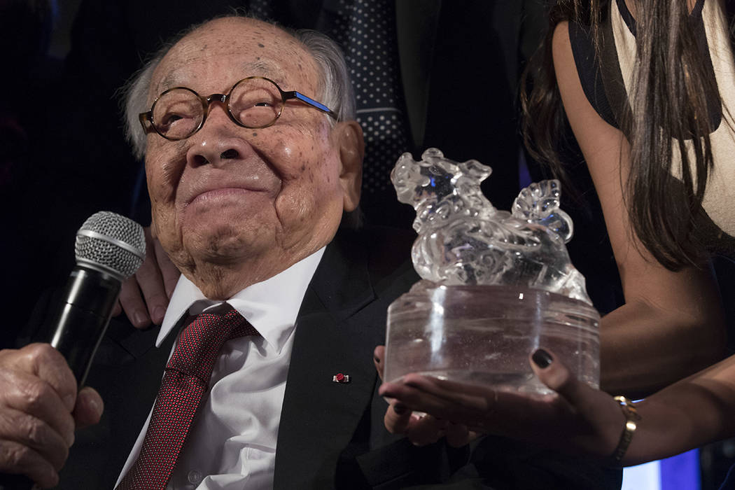 Chinese American architect I.M. Pei smiles as he accepts the Lifetime Achievement award during ...