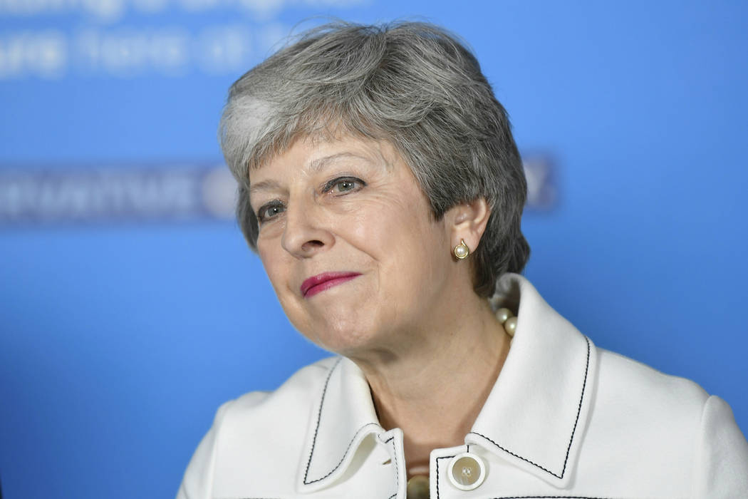 Britain's Prime Minster Theresa May speaks at a EU election campaign event in Bristol, England, ...